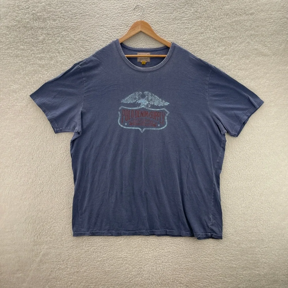 Polo Ralph Lauren Denim Supply Shirt Mens 3XLT Blue Tee T-Shirt Eagle Preppy Y2K